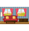 A red sofa and side table vector image