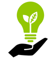Green ecology bulb on hand vector image