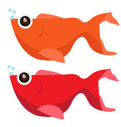 Catoon fish colour orange and red Catoon fish colour orange and red vector image
