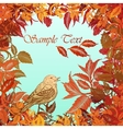 Autumn colorful background with leaves and bird vector image