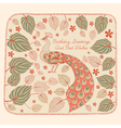 Vintage Peacock Birthday Card vector image