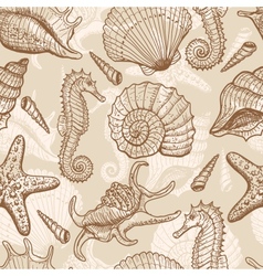 Sea hand drawn seamless pattern vector image