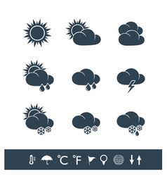 Weather icons black and white vector image
