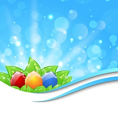 April background with Easter colorful eggs vector image
