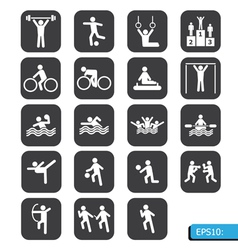Sports icons on black button vector image