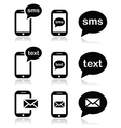 Mobile sms text message mail icons set vector image