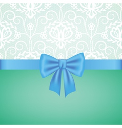 White guipure border with blue ribbon bow vector image