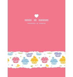 Colorful cupcake party vertical torn seamless vector image