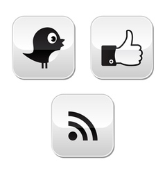 Social media buttons set - like it bird rss vector image