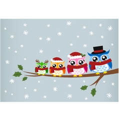 Owl family christmas greeting vector image