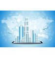 Background with City on Tablet Computer vector image