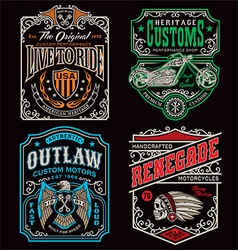 Vintage motorcycle t-shirt graphic set vector image