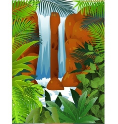 Tropical forest with Waterfall vector image