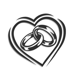 Wedding ring in heart vector image