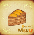 Dessert Menu on Retro background vector image
