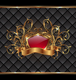 Gold elegance frame with heraldic shield vector image