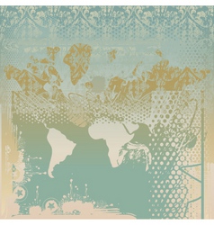 Grunge world map vector image