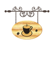 Wooden forging sign with coffee cup vector image