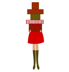 Woman holding christmas presents vector image