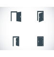 Black door icons set vector image