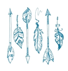 American indians feather arrows set old vector image