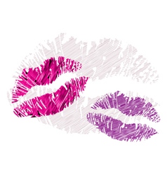 Lipstick kisses vector image