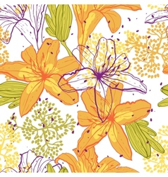Beautiful seamless pattern with lilies vector image