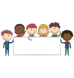 Kids holding banner vector image