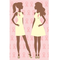 Two breast care awareness women vector image
