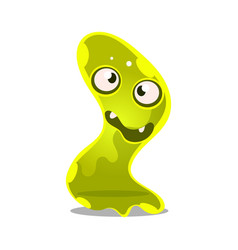 Funny cartoon green friendly slimy monster cute vector image