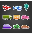 Set stickers color transport vector image