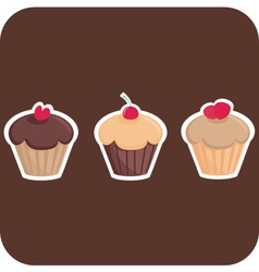 Sweet muffin cakes isolated on dark background vector image
