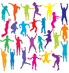 Set of colored people and children silhouettes vector image