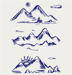 Various high mountain peaks vector image