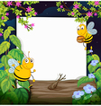 Honey bees and a white board vector image