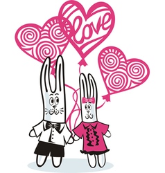 Bunny love balloons vector image
