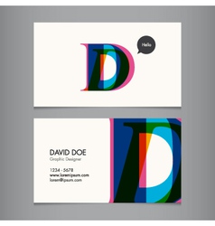 Business card template letter D vector image