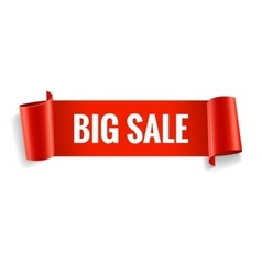 Sale banner Realistic Red Glossy paper ribbon Sale banner Realistic Red Glossy paper ribbon vector image