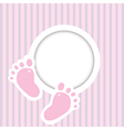 Background with two child foot steps and place for vector image