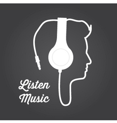 Man profile silhouette with headphone music vector image