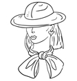 Hand-drawn fashion model womans face a hat vector image
