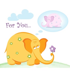 Funny pink elephant in love vector image