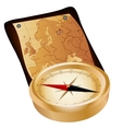 Antique compass and map vector image