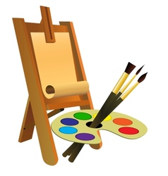 Easel palette and brushes vector image