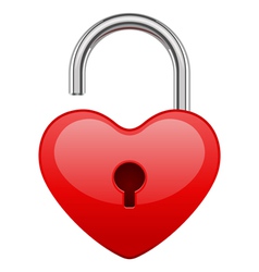 Open red shiny heart lock shape vector image