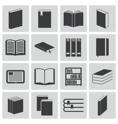 Black book icons set vector image