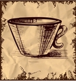 Cup icon isolated on vintage background vector image