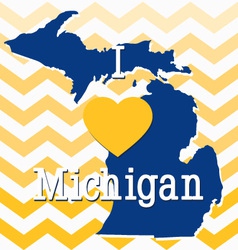 Blue and Yellow Chevron Michigan card vector image