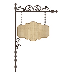 Wooden noticeboard with floral forged elements vector image