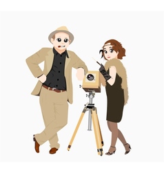 Retro portrait with a camera vector image